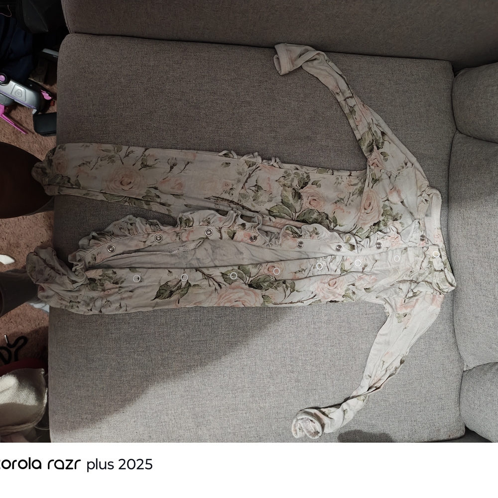 Posh Peanut Floral Kids One Piece Footie - Pink and Green